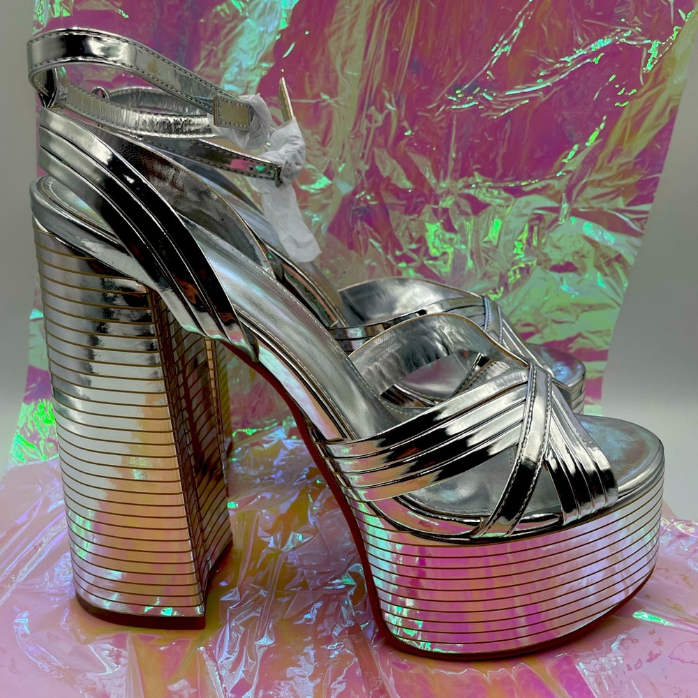 Platform Mirror/Disco Sandals US Size 8